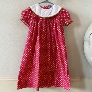 Girls Orient Expressed pink polka dot dress w/ bib (perfect for monogram). So 6